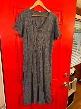 Women's old Navy Button-Front Short Sleeve Midi Dress - Blue size large